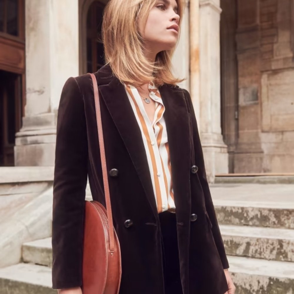 NWT Sezane Christie Jacket Chocolate viscose US 6/FR 38